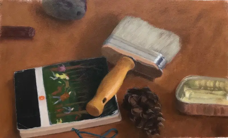 On Painting by Mursal Nazary, oil on paper, 2025