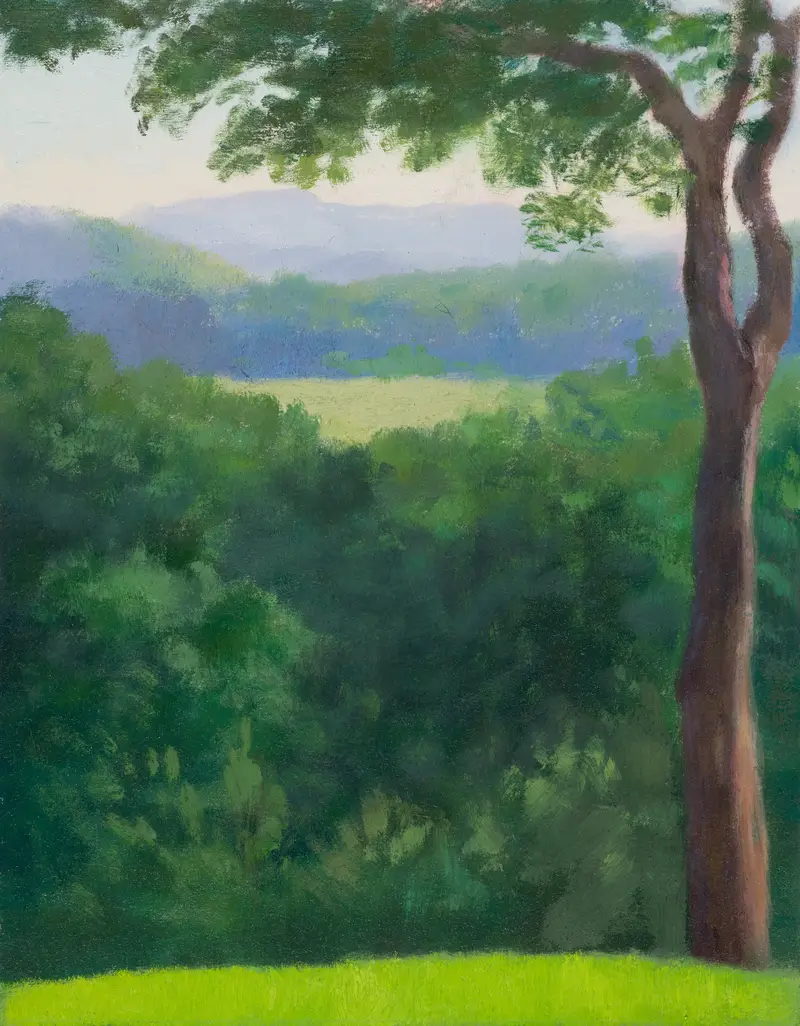 Ultramarine Hills of the Divan of Hafez by Mursal Nazary, oil on paper, 2026